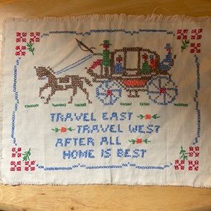 Handmade vintage cross stitch without frame